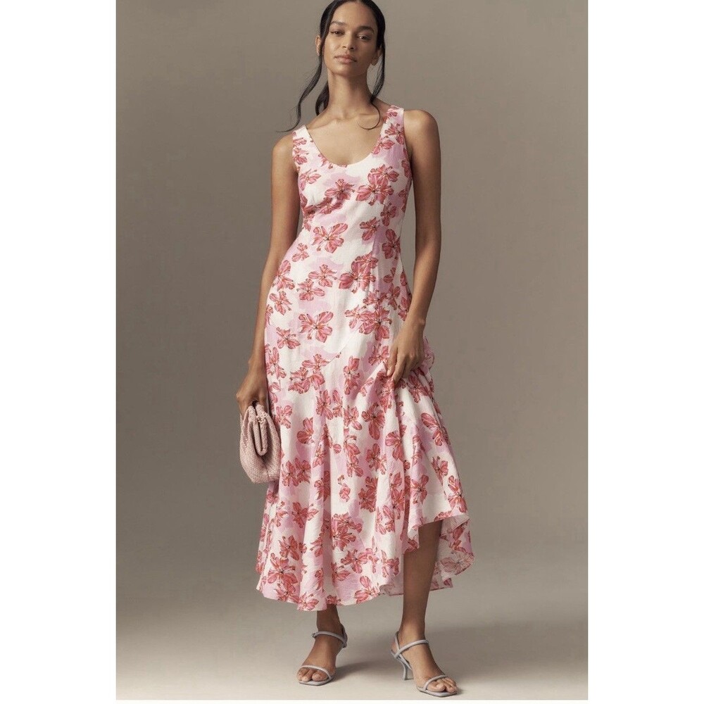 Anthropologie Endless Rose Sleeveless Scoop Neck A Line Midi Dress Sz Md Pink